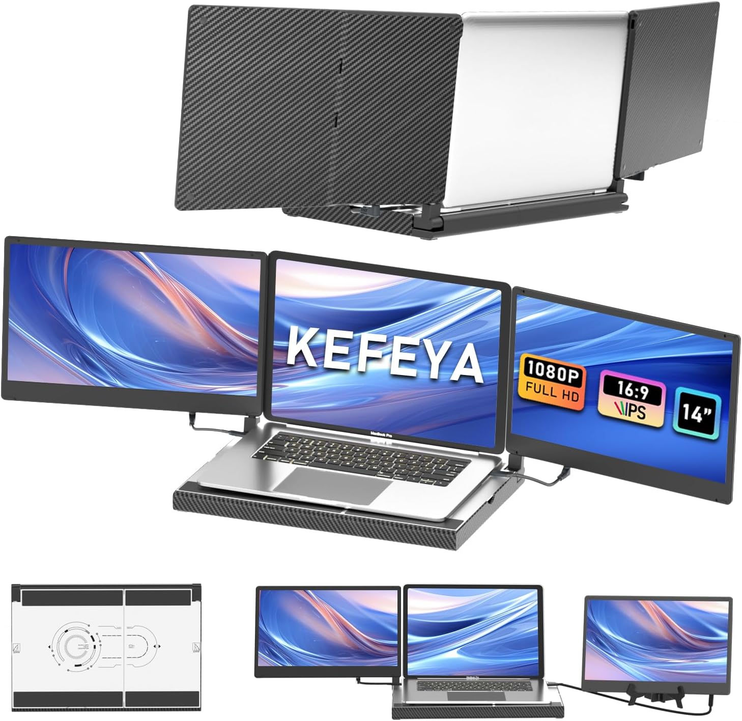 360 Rotation Triple Screen Extender for Ultimate Productivity!