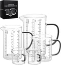Glass Measuring Cup Set of 5 - Clear Borosilicate with Silicone Pads