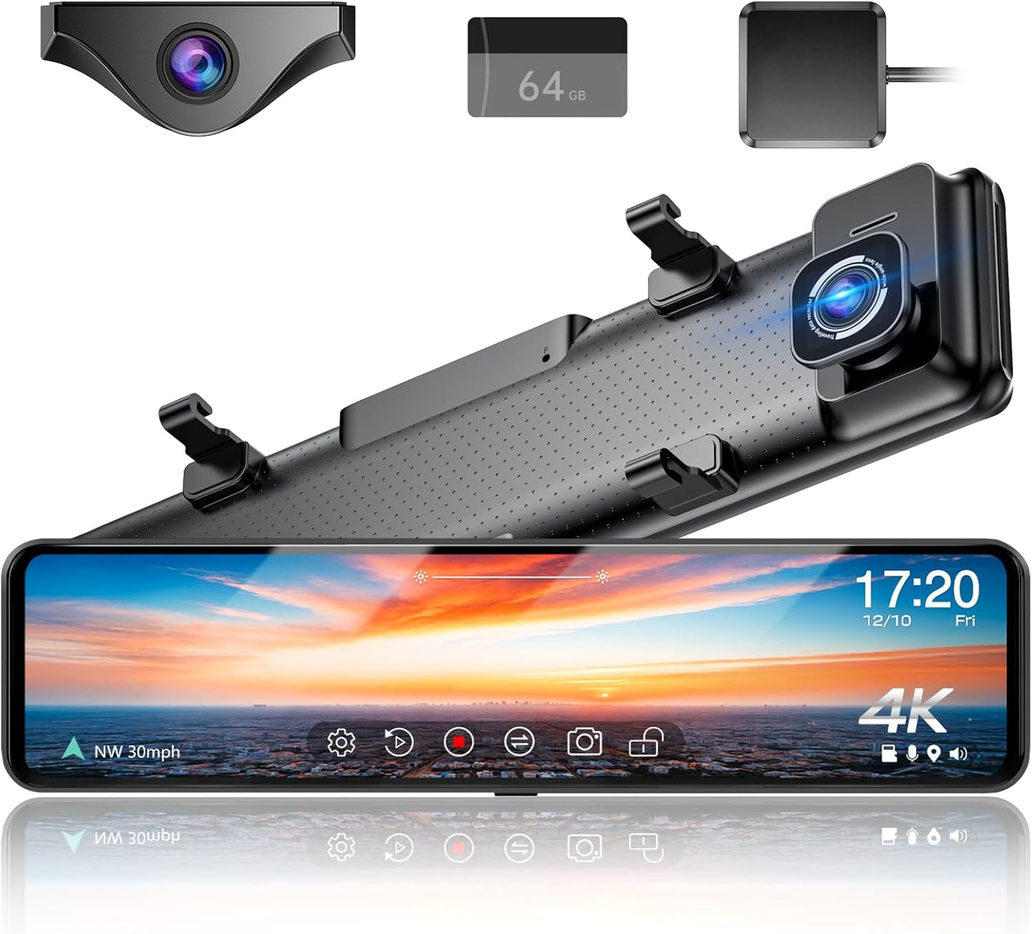 Martalk 4K UHD Mirror Dash Cam: Super Night Vision & Parking Assist