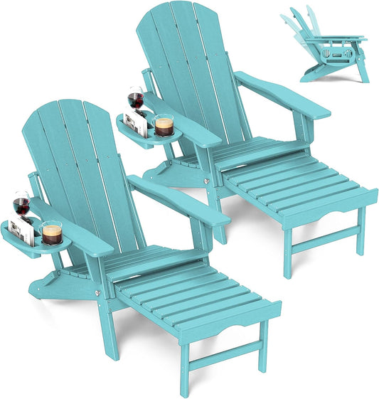 FOOWIN Adirondack Chair with Ottoman for Relaxing Outdoor Comfort