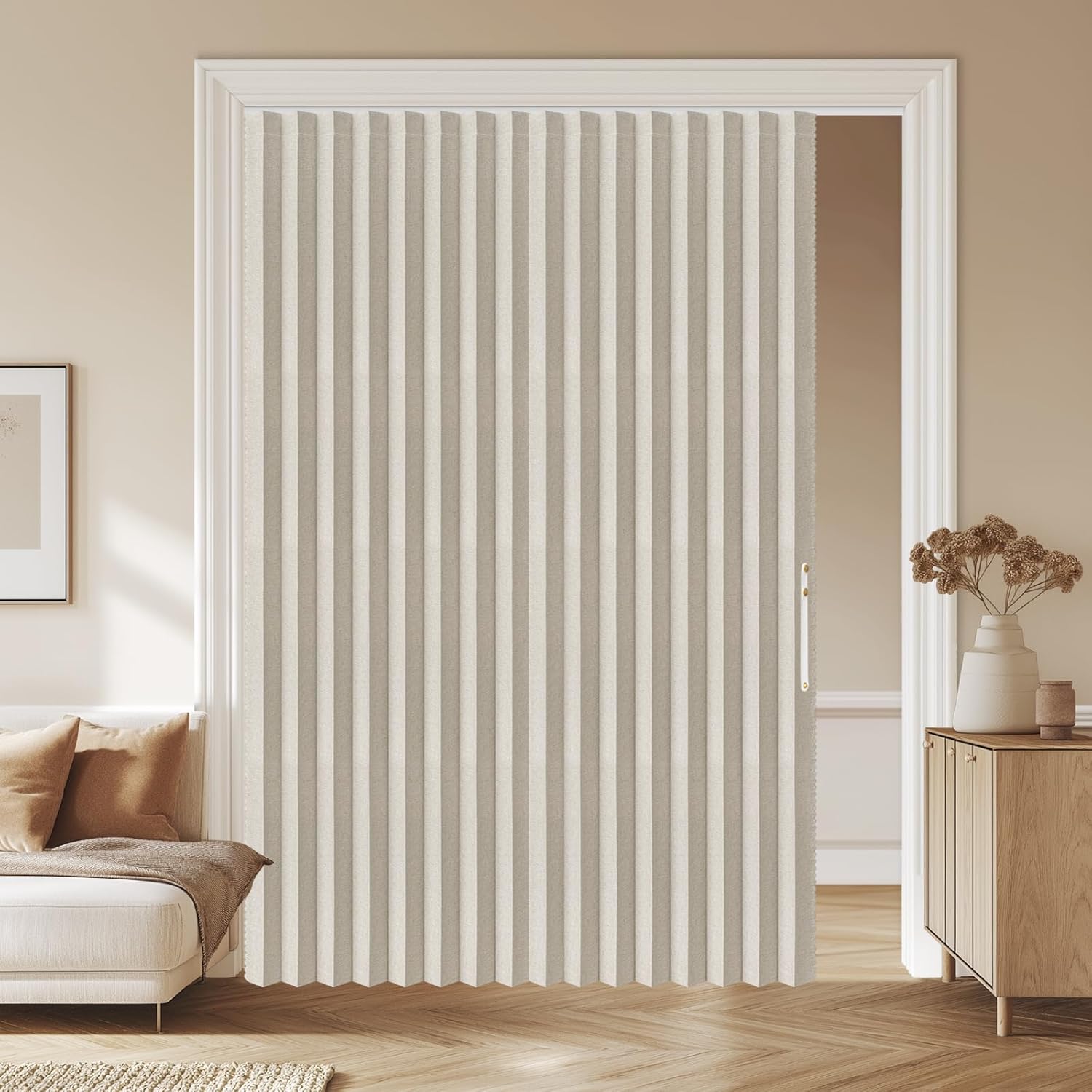 AJAZZ 100% Blackout Accordion Door Curtains for Home Use