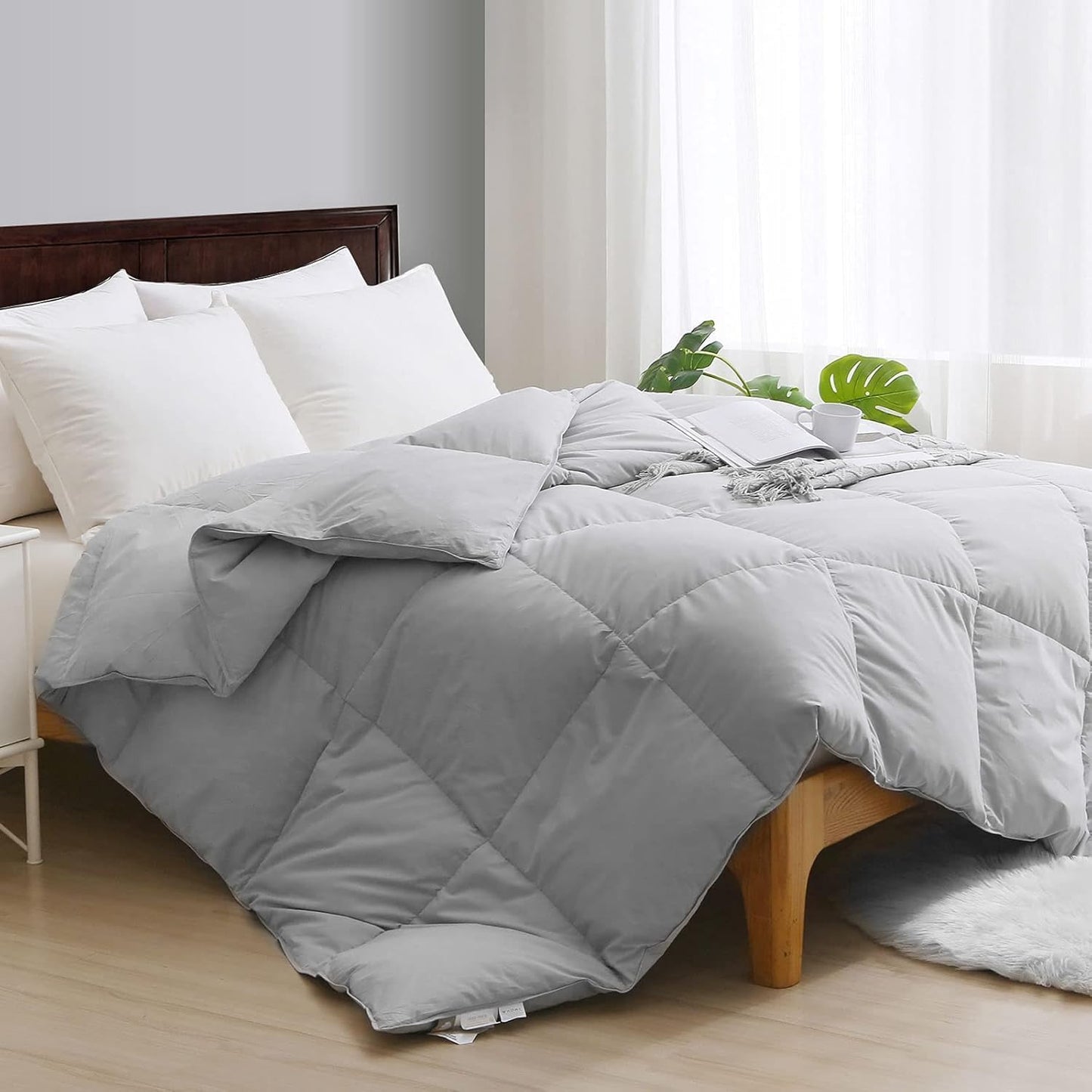 APSMILE Queen Size Feather Down Fiber Comforter for All Seasons