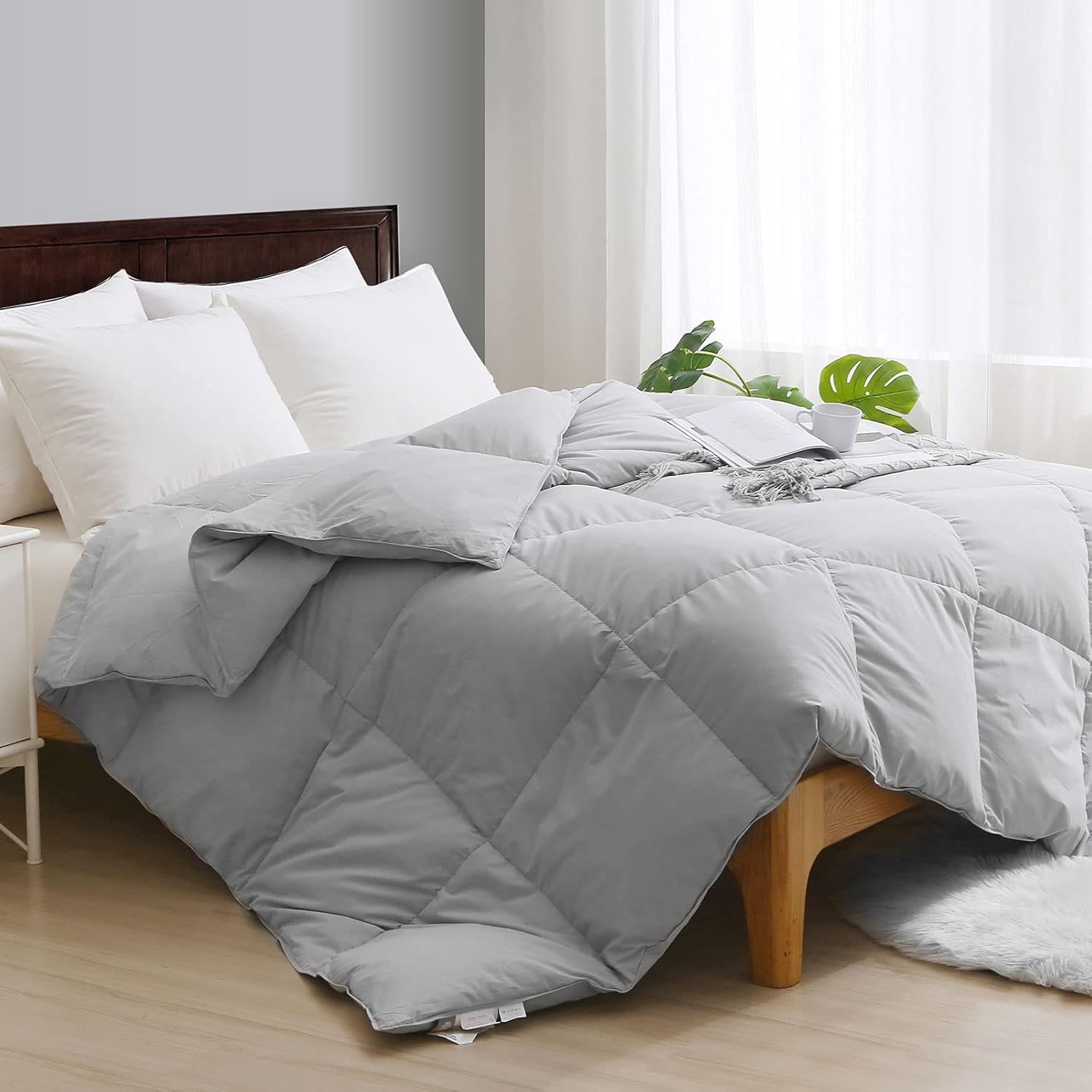 APSMILE Queen Size Feather Down Fiber Comforter for All Seasons