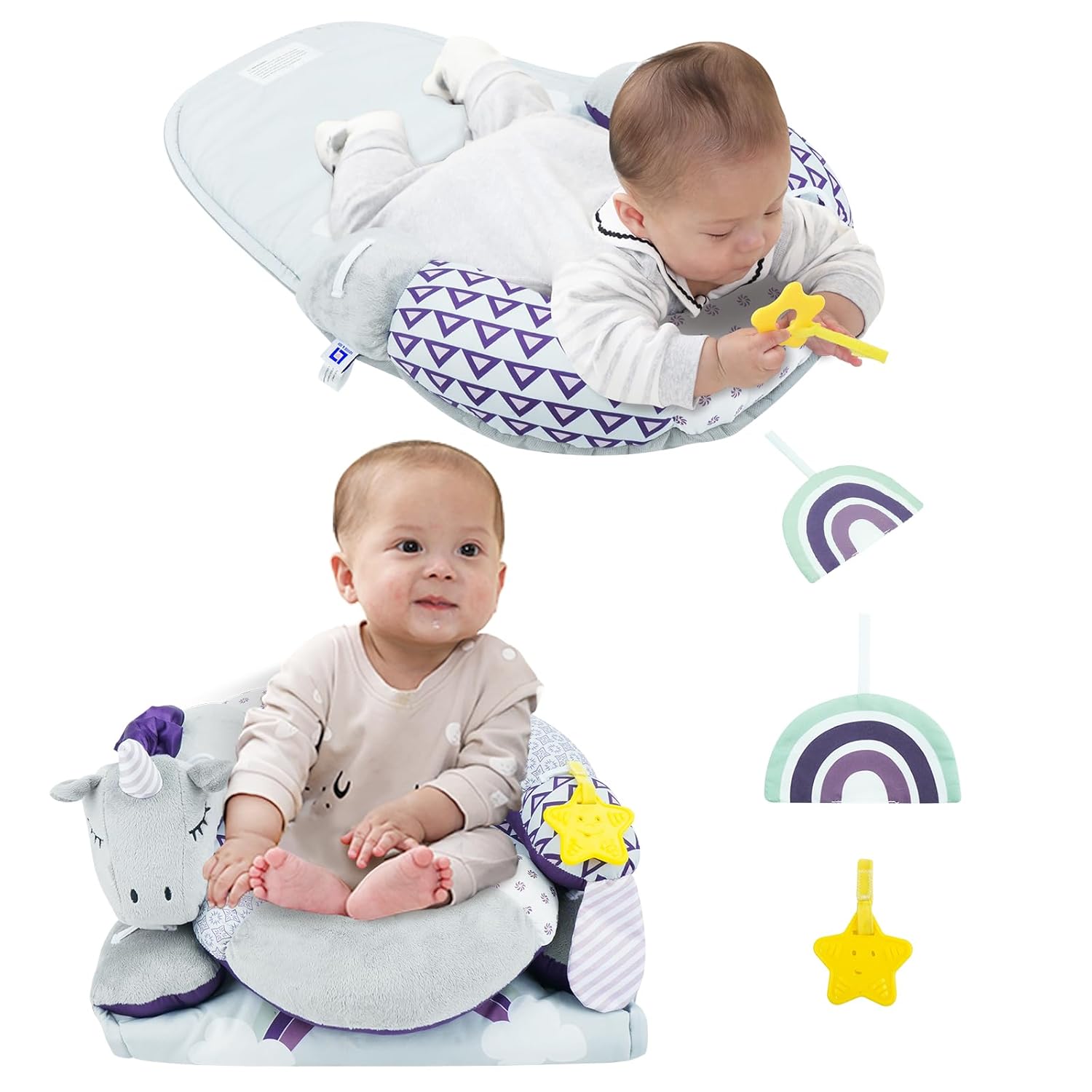 Lovvie & Joy 2-in-1 Tummy Time Mat for Baby Development