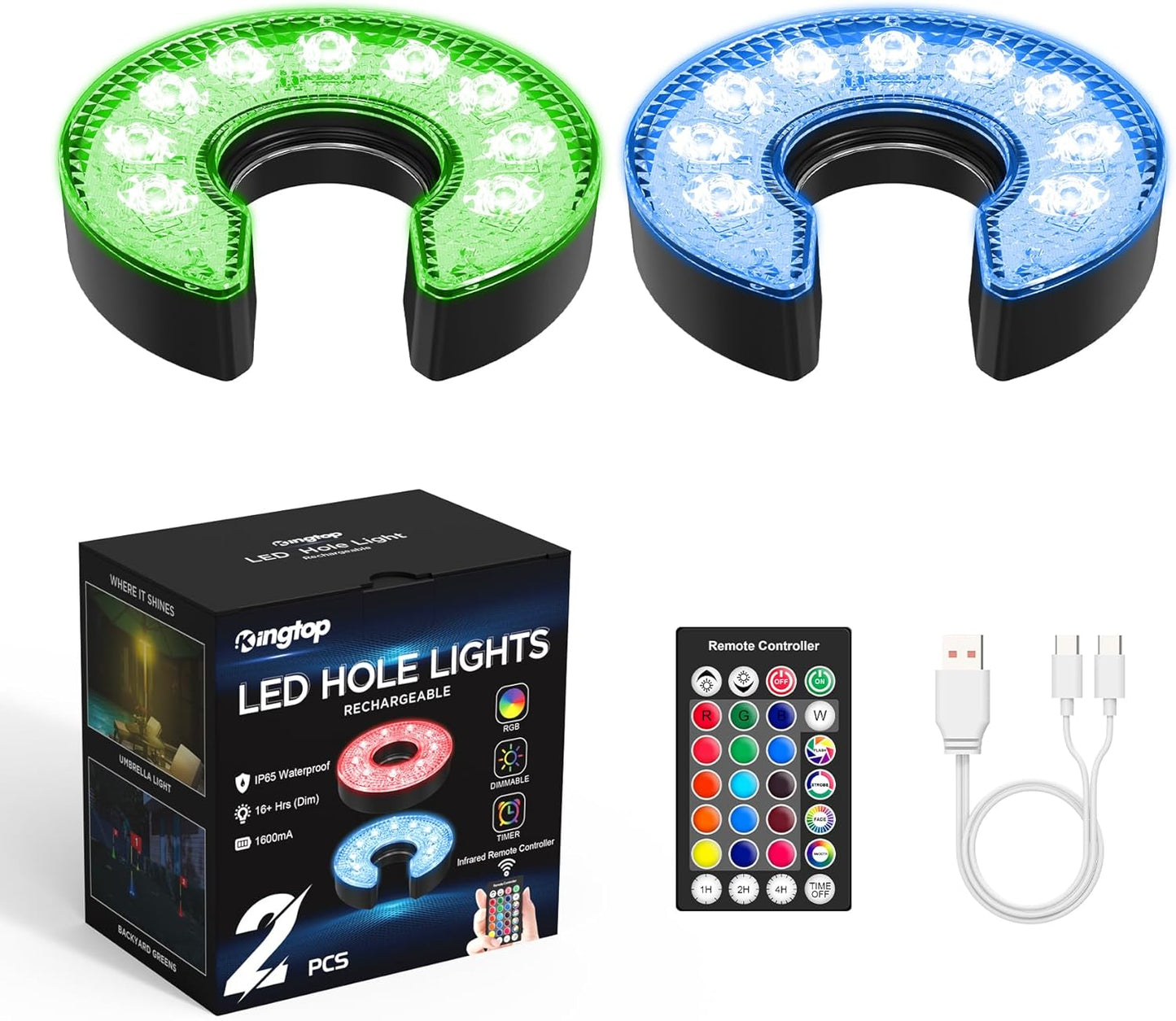 KINGTOP Rechargeable LED Golf Hole Light for Night Practice