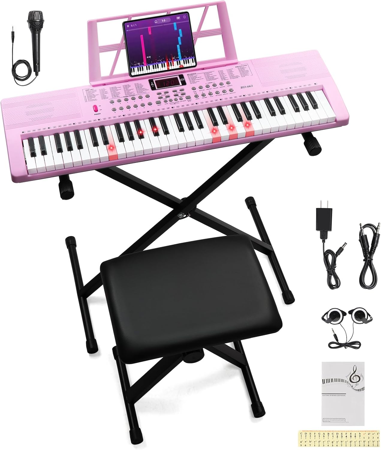 Ktaxon 61 Key Keyboard Piano with Headphones and Microphone Set