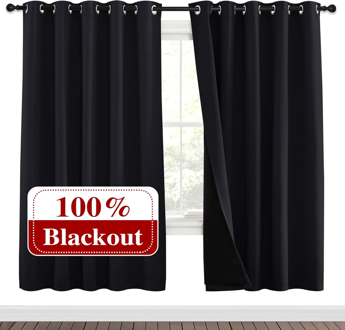 NICETOWN 100% Blackout Window Curtain Panels for Total Darkness