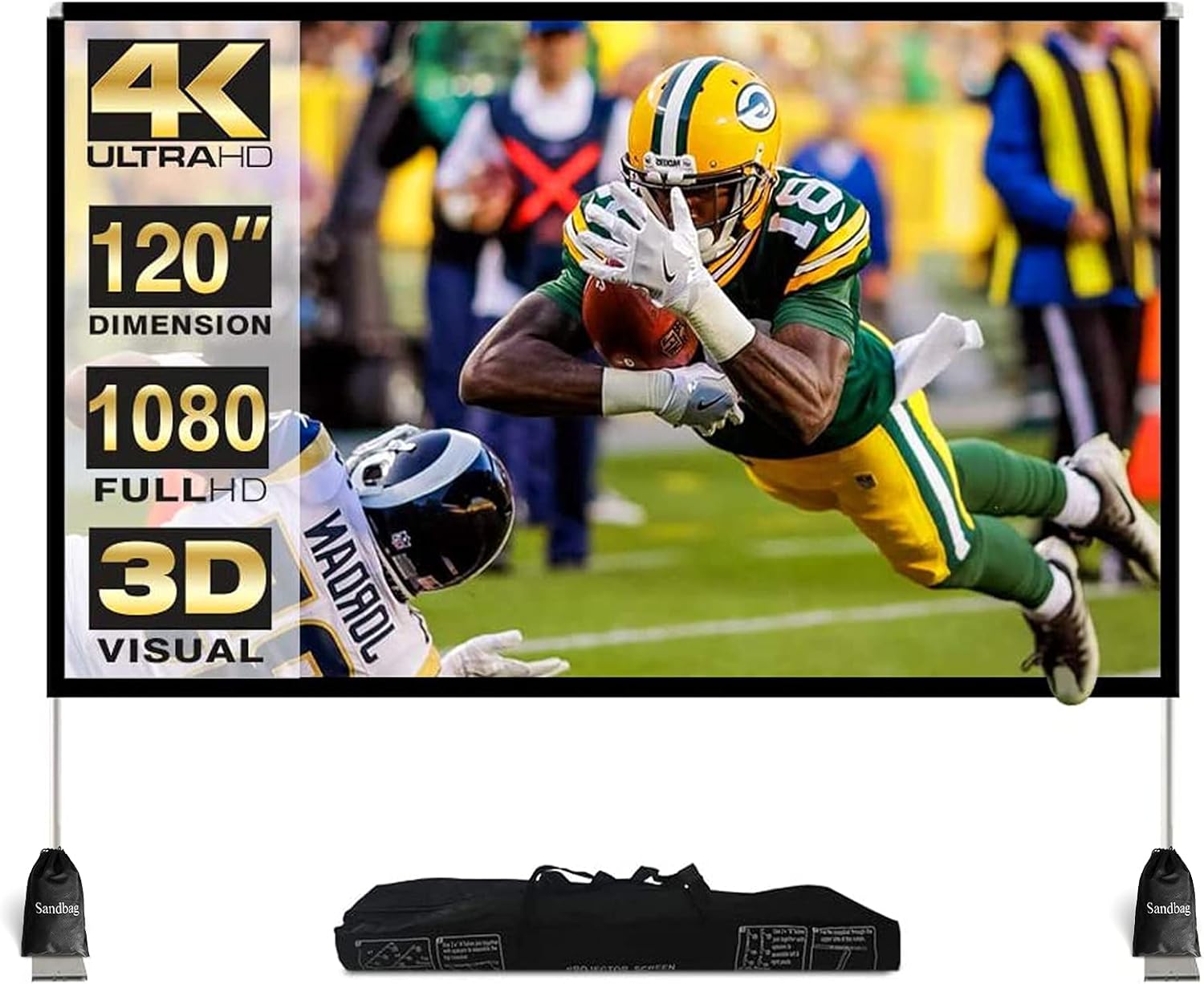 Abdtech 120'' Outdoor Projector Screen: Portable HD Cinema