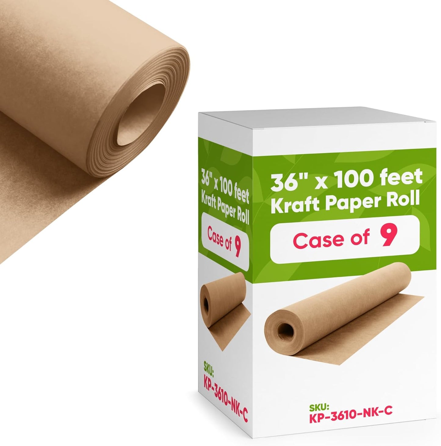 36in x 1200in Brown Kraft Paper Rolls for Art and Gift Wrapping