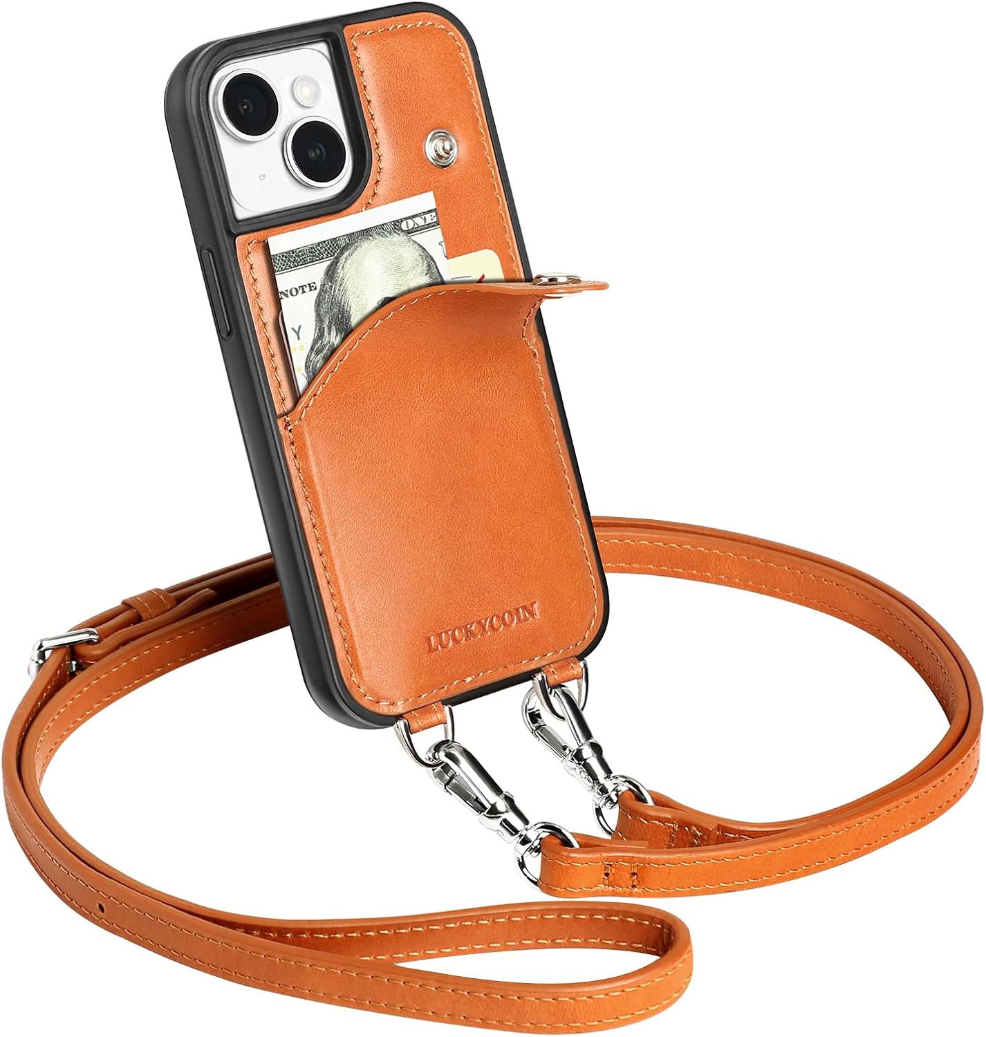 LUCKYCOIN Crossbody Wallet Phone Case for iPhone 13 Mini