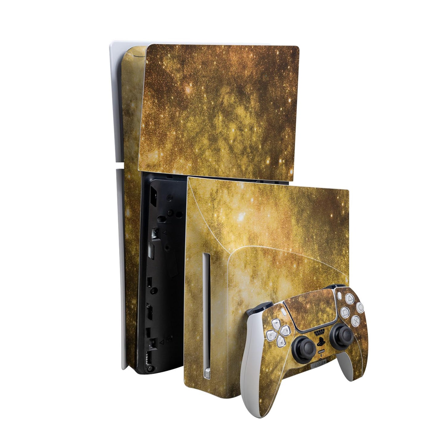 PS5 Slim Skin Bundle - Golden Stars, Easy Apply