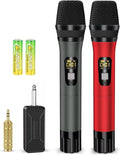 Wireless Microphones Handheld UHF Dual Cordless Mic System - Clear