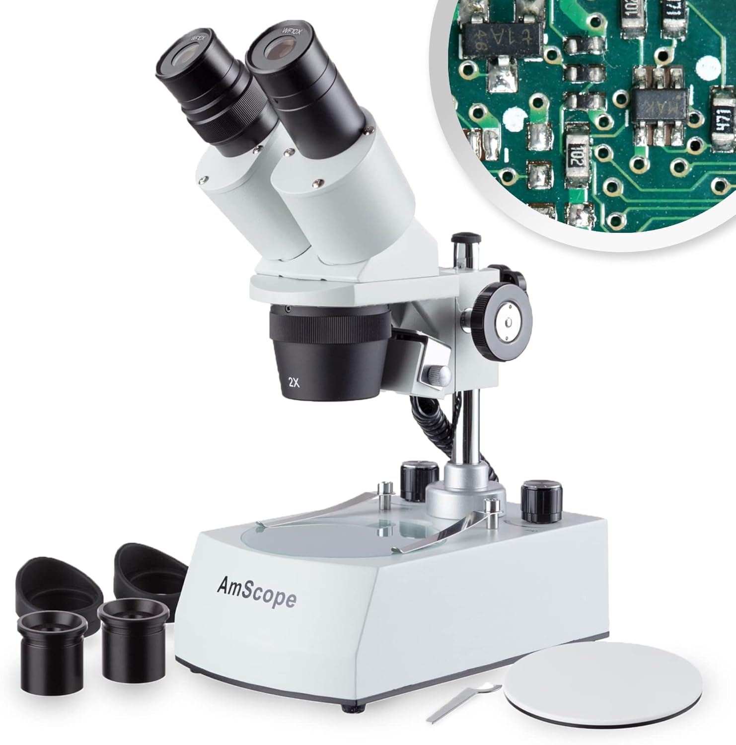 AmScope Cordless LED Stereo Microscope with 20x-40x Magnification