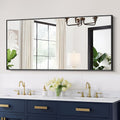 48x24in Black Bathroom Mirror for Wall - Modern Rectangular Wall