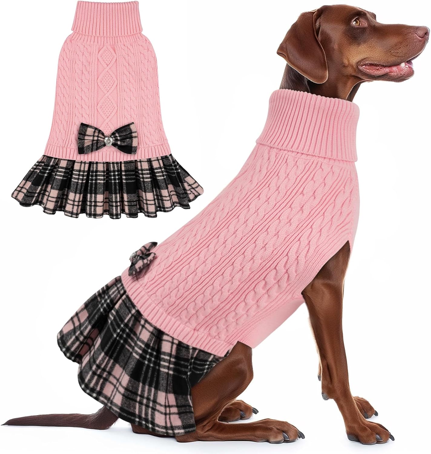 KYEESE Dog Sweater Soft Turtleneck Comfy Pullover for Medium Dogs