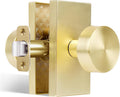 Gold Door Knob Interior Passage Rectangle Modern Door Knobs - Satin