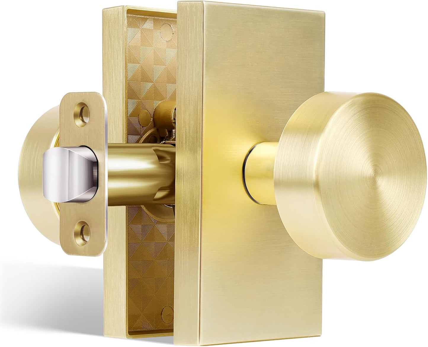 Gold Door Knob Interior Passage Rectangle Modern Satin Brass