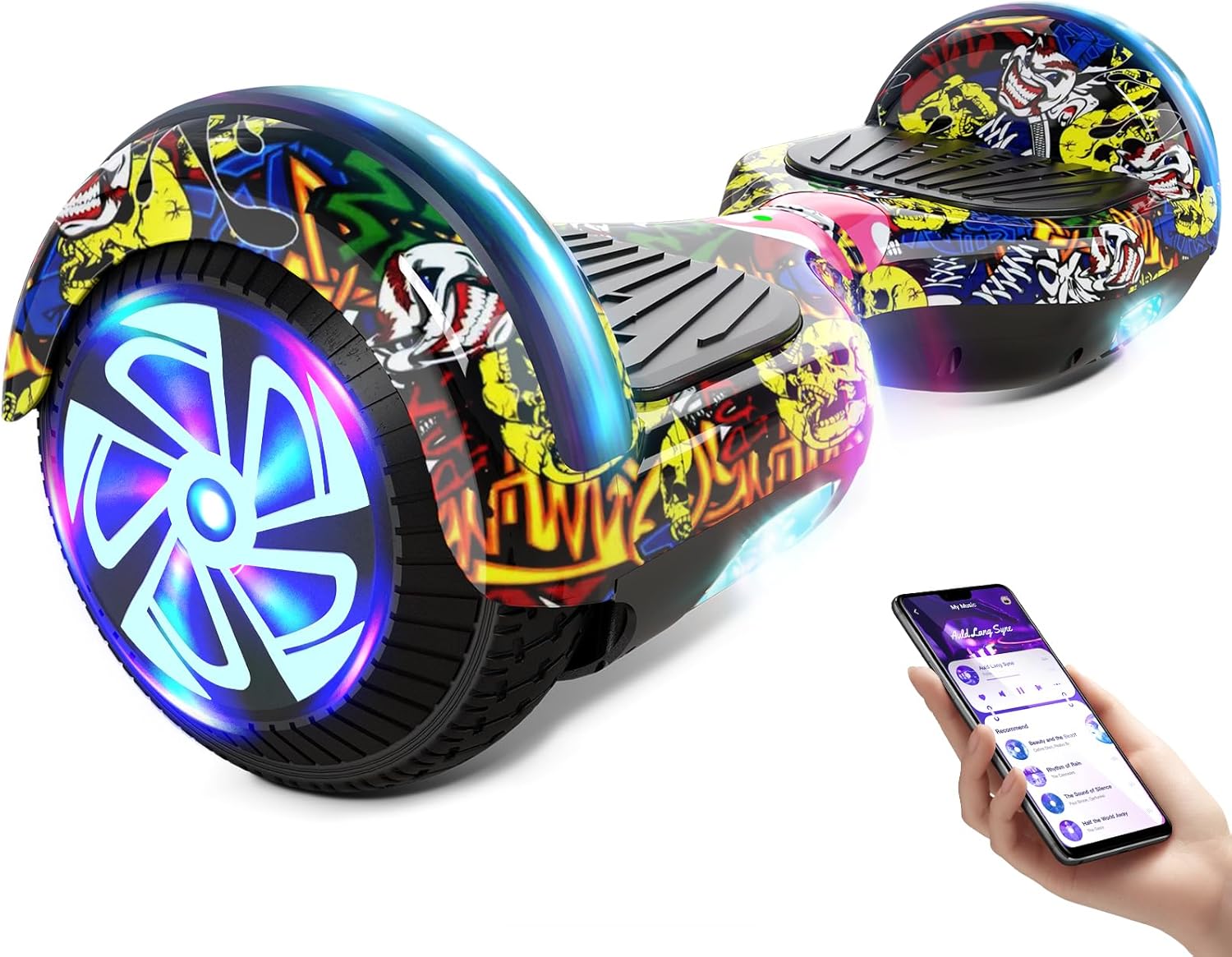 Scooter with Bluetooth and Colorful LED Lights for All Ages