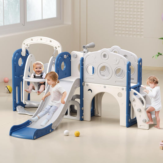 Toddler Slide and Swing Set with Basketball Hoop for Fun Play
