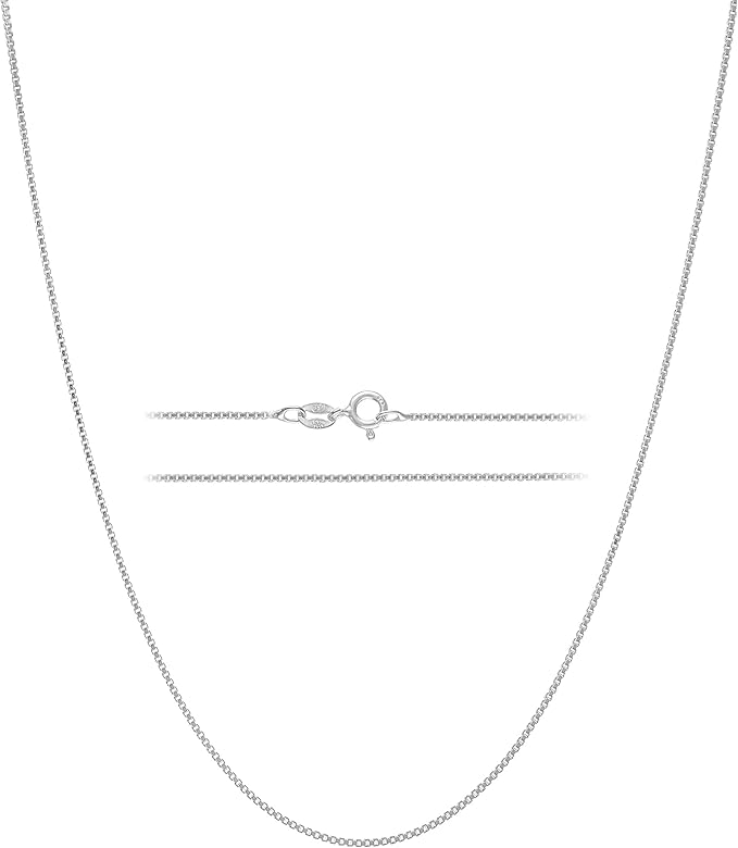 KISPER Sterling Silver Box Chain Necklace for Men and Women