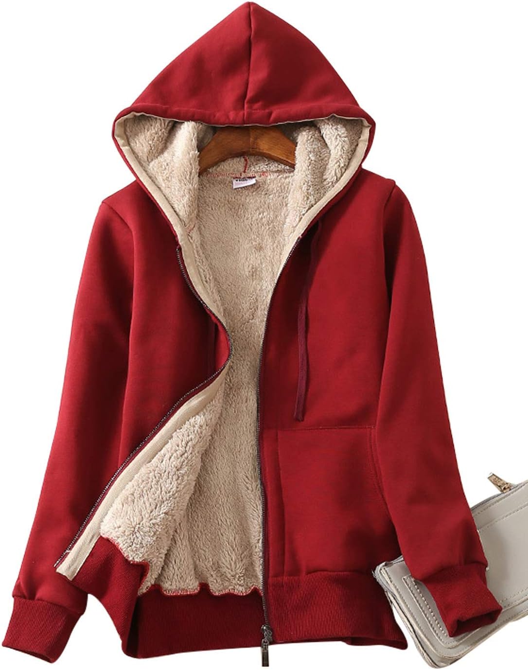 Yeokou Women's Casual Full Zip Up Sherpa Lined Hoodie Jacket