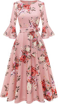 Women's Vintage Bell Sleeve Midi Dress - Elegant Church & Wedding