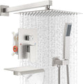 Rain Shower Faucet Set Wall Mounted Rainfall with Tub Spout - Brushed