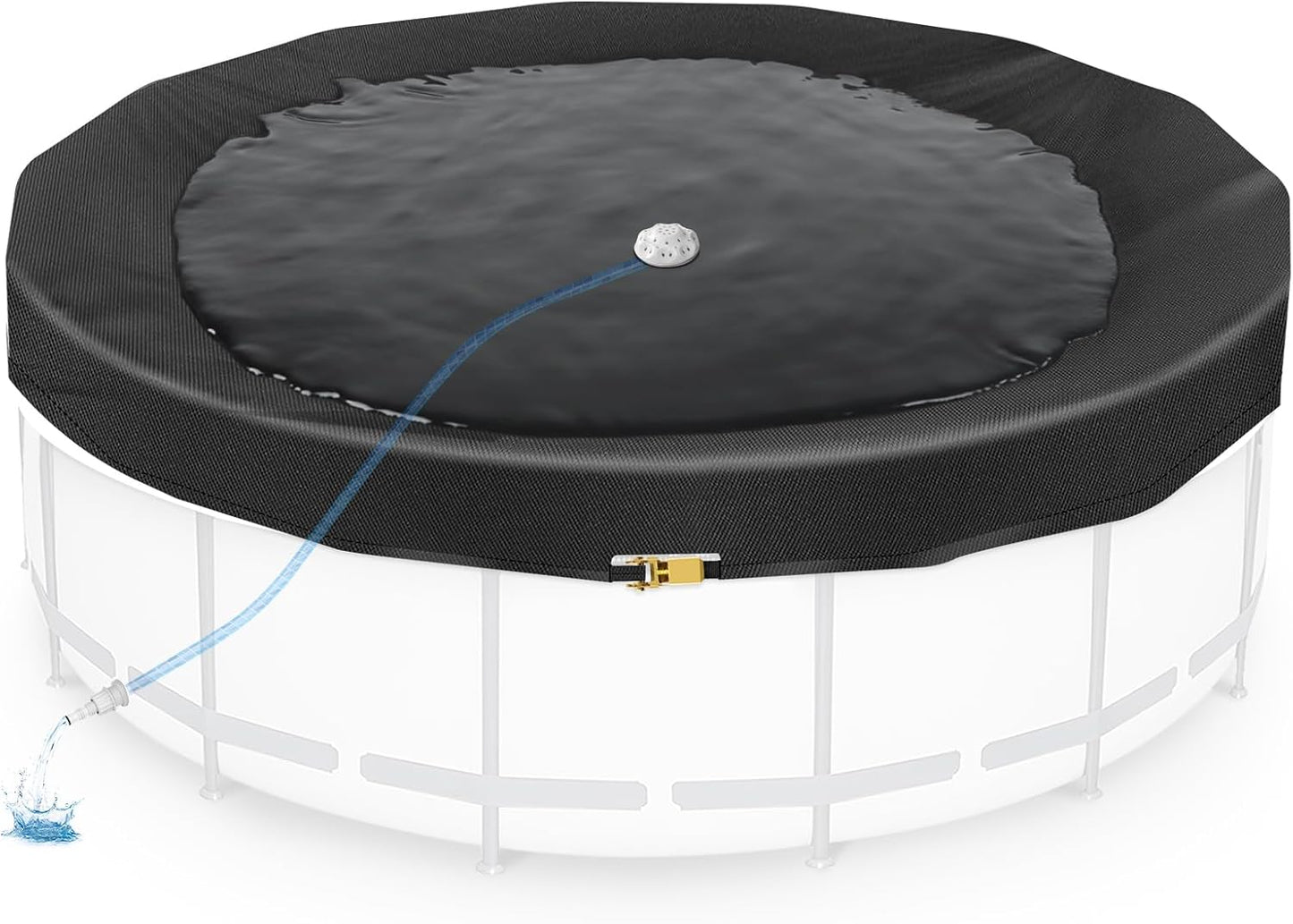 12FT Round Pool Cover with Automatic Drain for Above Ground Pools