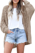 Ermonn Crochet Cardigan Kimono Sweater - Lightweight Oversized Fall