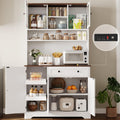 Hasuit Pantry Cabinet: Power Outlet, Adjustable Shelves, Slide Drawers