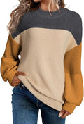 Dokotoo Womens Casual Long Sleeve Knit Patchwork Pullover - Cozy Fit