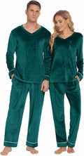 Ekouaer Couples Matching Pajamas Sets Velvet PJs Set for Men and Women