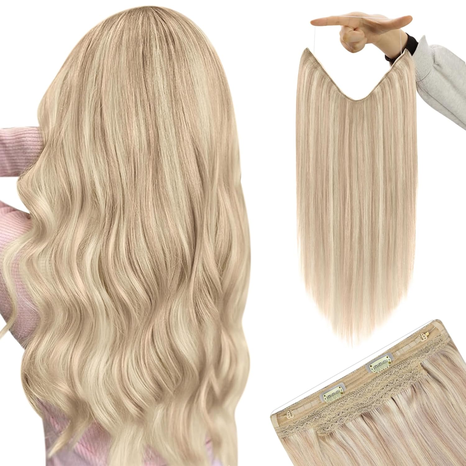 YoungSee Wire Hair Extensions for Effortless Warm Blonde Highlights