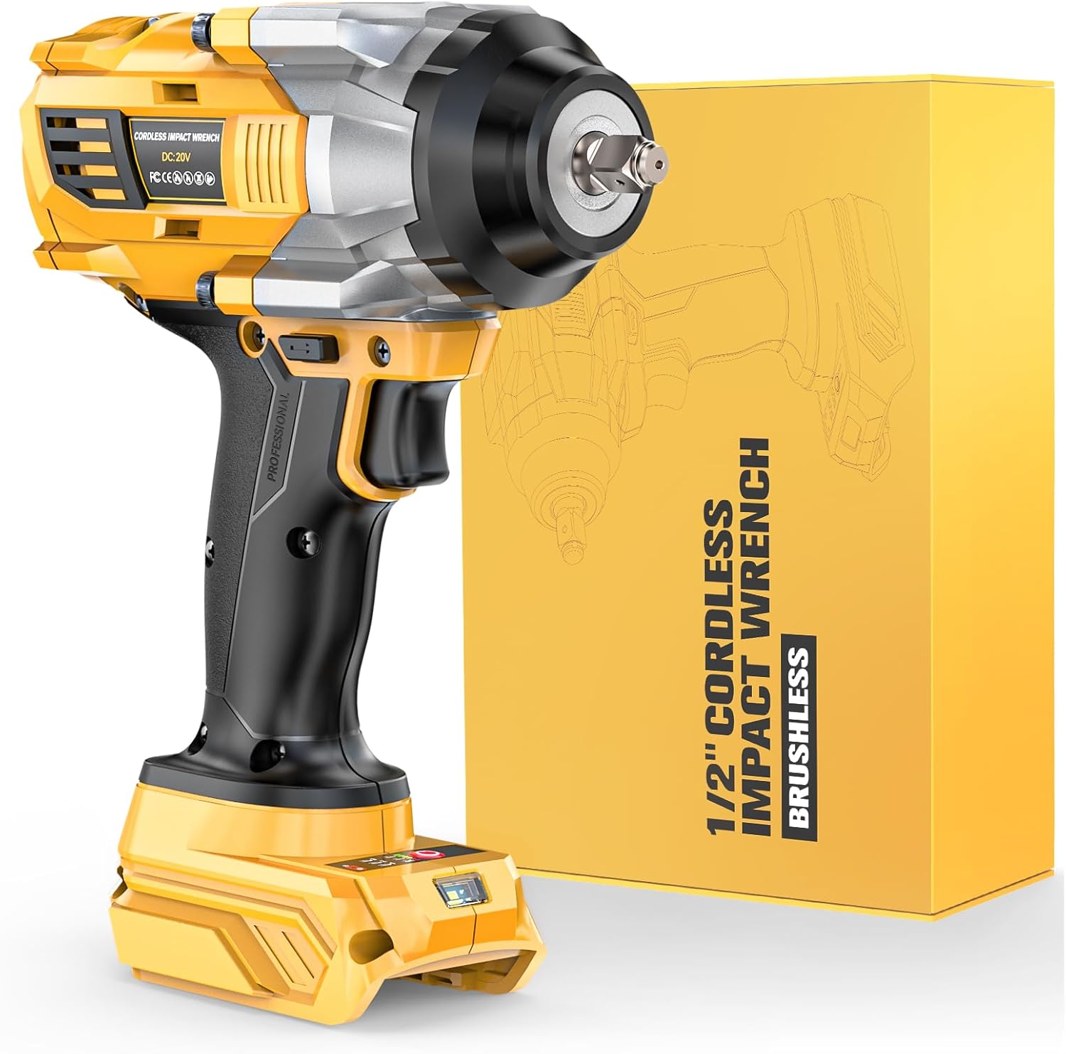 Powerful 1/2 Inch Impact Wrench for DeWalt 20V MAX Battery