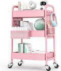 Metal Rolling Storage Cart 3-Tier Utility Cart with Pegboards