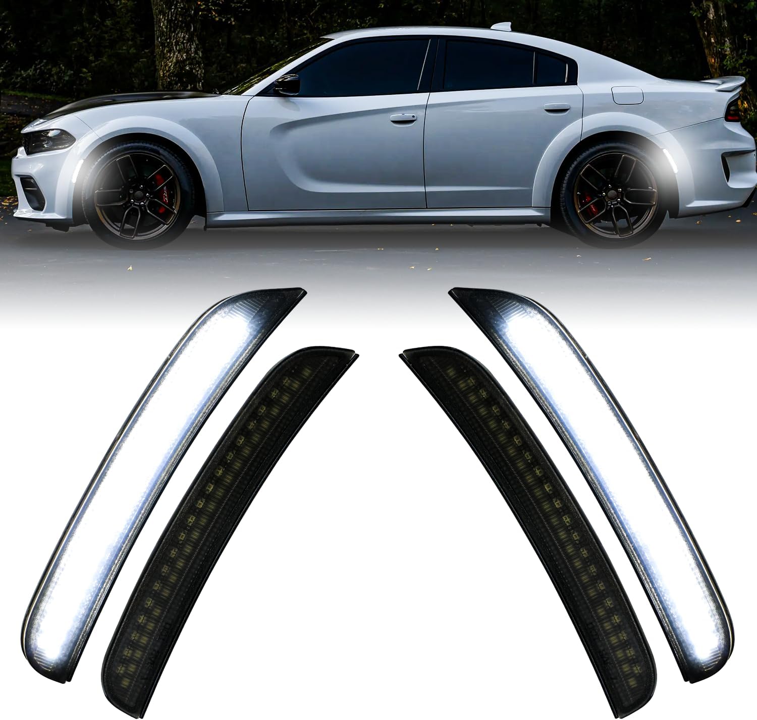 Side Marker Lights for Charger 2015-2023, Smoked Lens Design