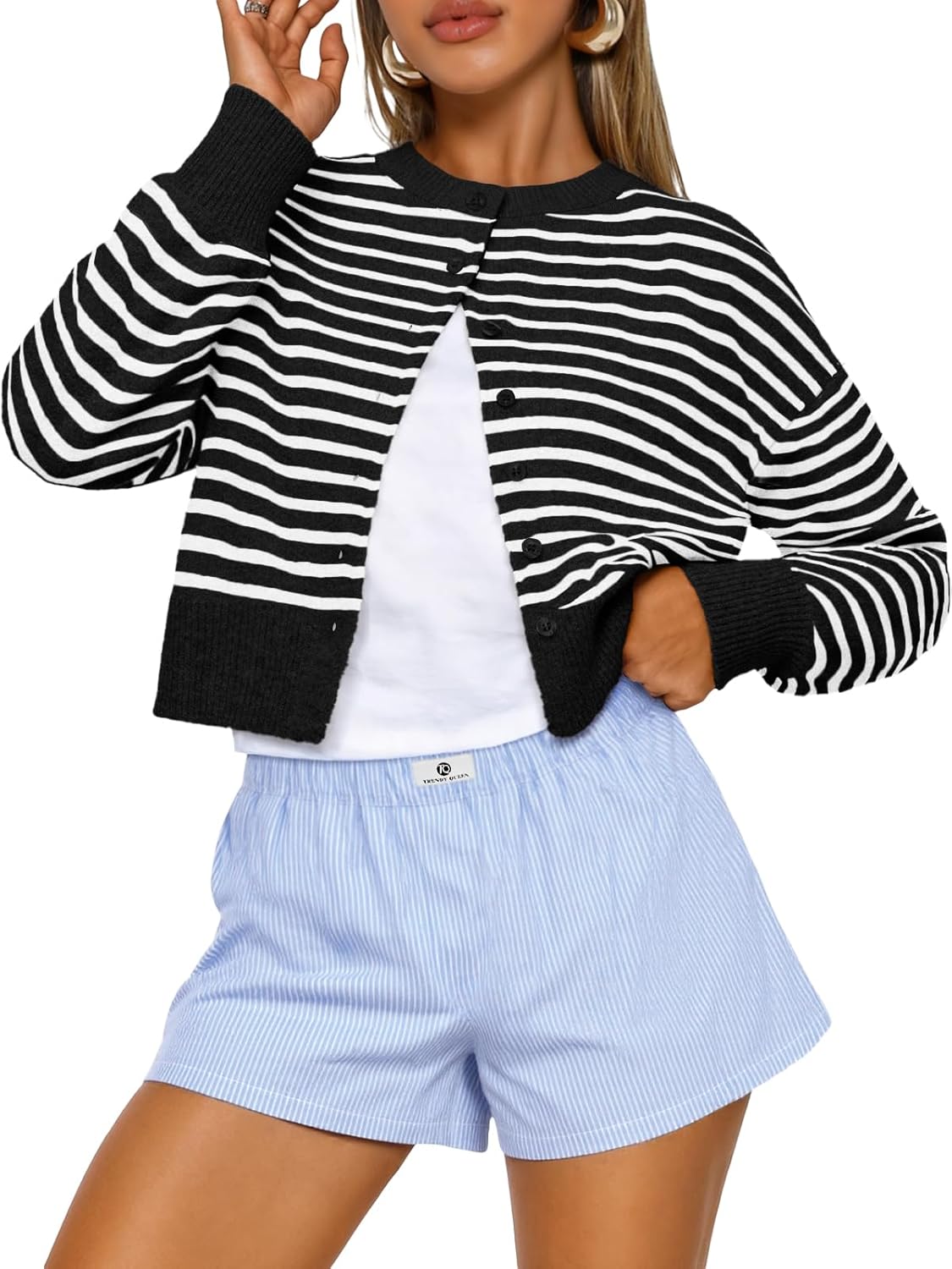 Trendy Queen Cropped Cardigan Sweaters for Women Fashion 2025