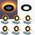 3 Inch Black LED Recessed Lights with Night Light - Dimmable 6 Pack