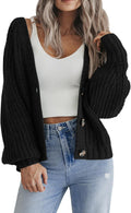 Zeagoo Women's Chunky Knit V Neck Cropped Cardigan - Fall Layering