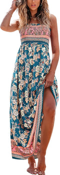 CUPSHE Women's Navy Blue Floral Smocked Maxi Dress - Summer Ready