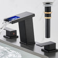 AVSIILE LED Bathroom Faucet 3 Hole Matte Black Design