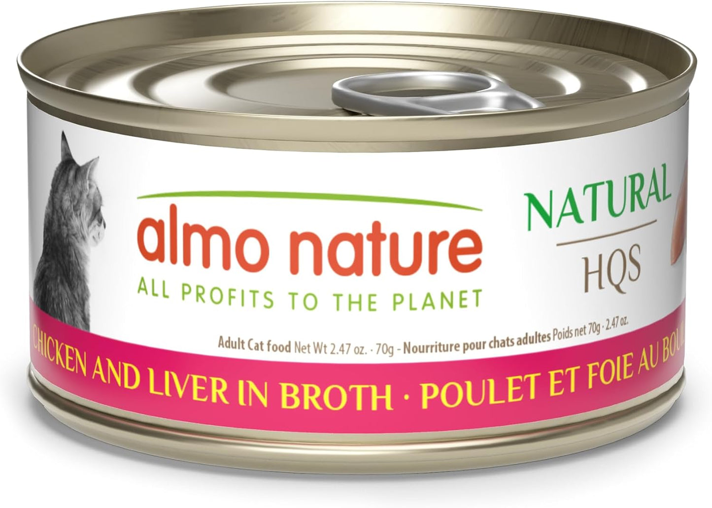 HQS Natural Wet Cat Food Chicken and Liver in Broth 24 Pack