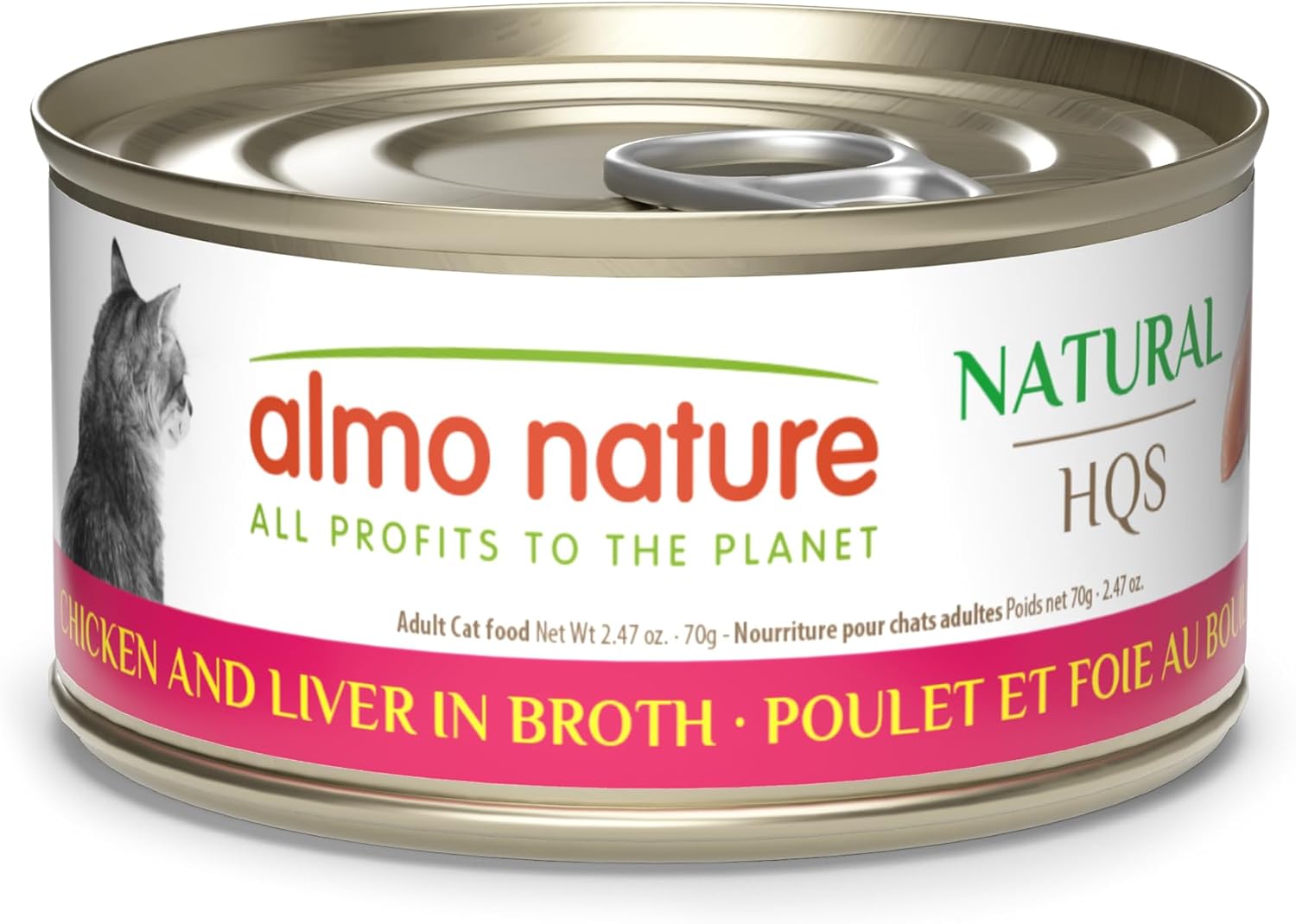 HQS Natural Wet Cat Food Chicken and Liver in Broth 24 Pack