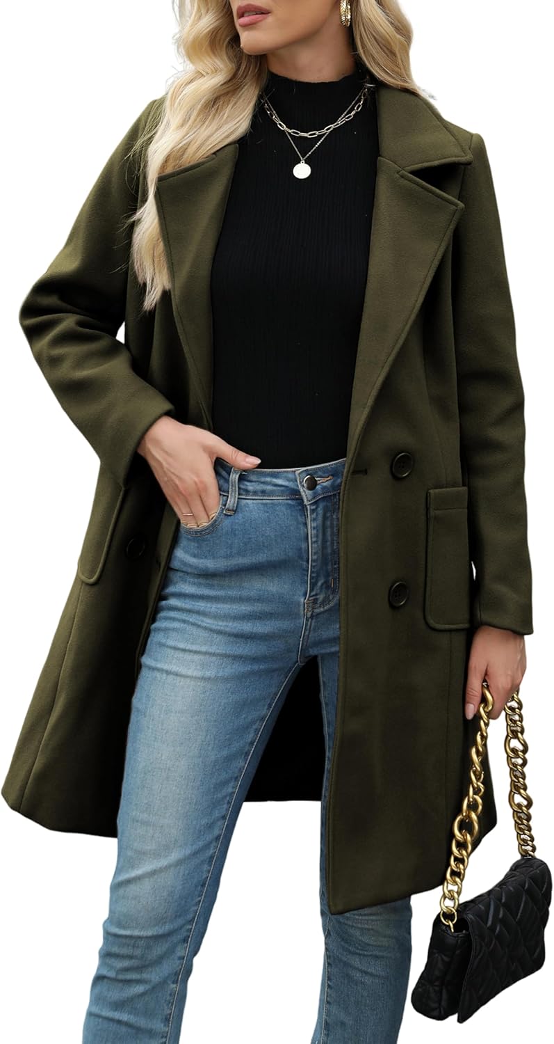 Stylish Women Winter Wool Blend Camel Mid-Long Coat for Elegance