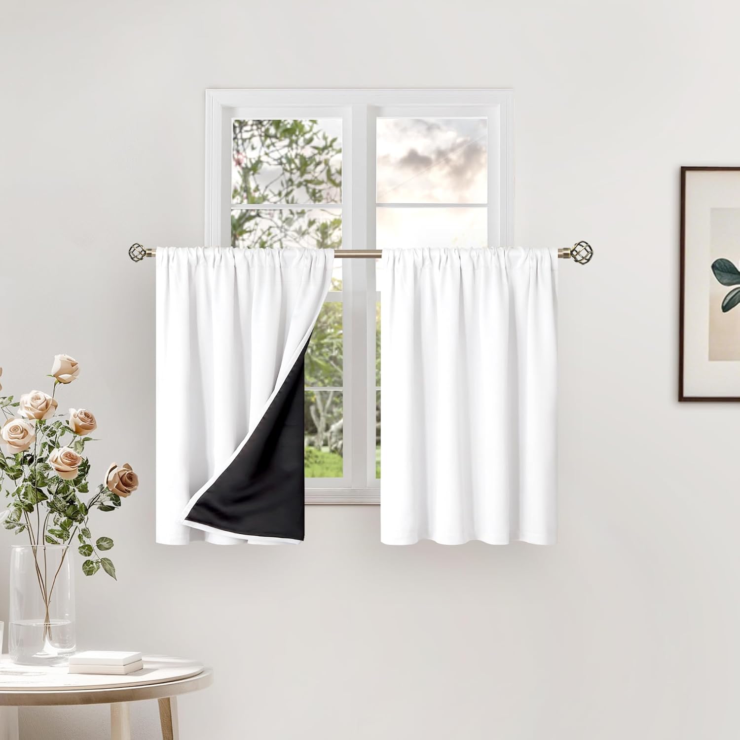 BGment White Short Blackout Curtains for Small Windows 36 in