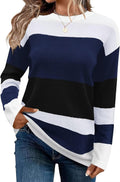 Cute Striped Sweaters Crew Neck Long Sleeve Pullover - Comfortable