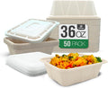 50 Pack 36 Oz Large Paper Bowls with Lids - Heavy Duty Compostable