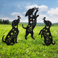 Metal Dog Statues for Garden 3 Pack Silhouette Beagle Stakes