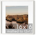 16x16 Picture Frame with Mat for 12x12 Photo - White Oak Frame