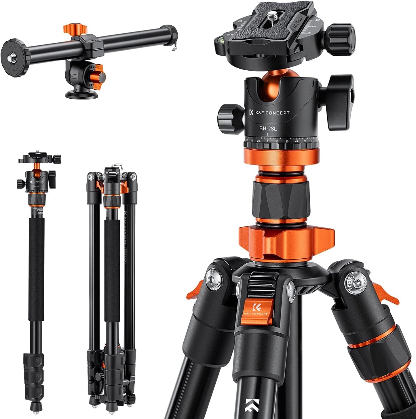 K&F CONCEPT 78 inch DSLR Camera Tripod with Multi-Angle Features